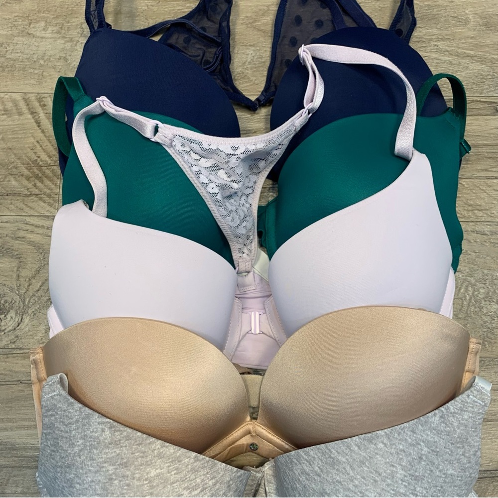 Victoria Secret PINK Bundle 5 T Shirt Variety Bras Wear Everywhere Push Up - Picture 5 of 13